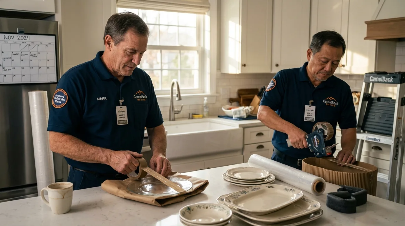Professional crew packing kitchen dishware in Bartow, FL